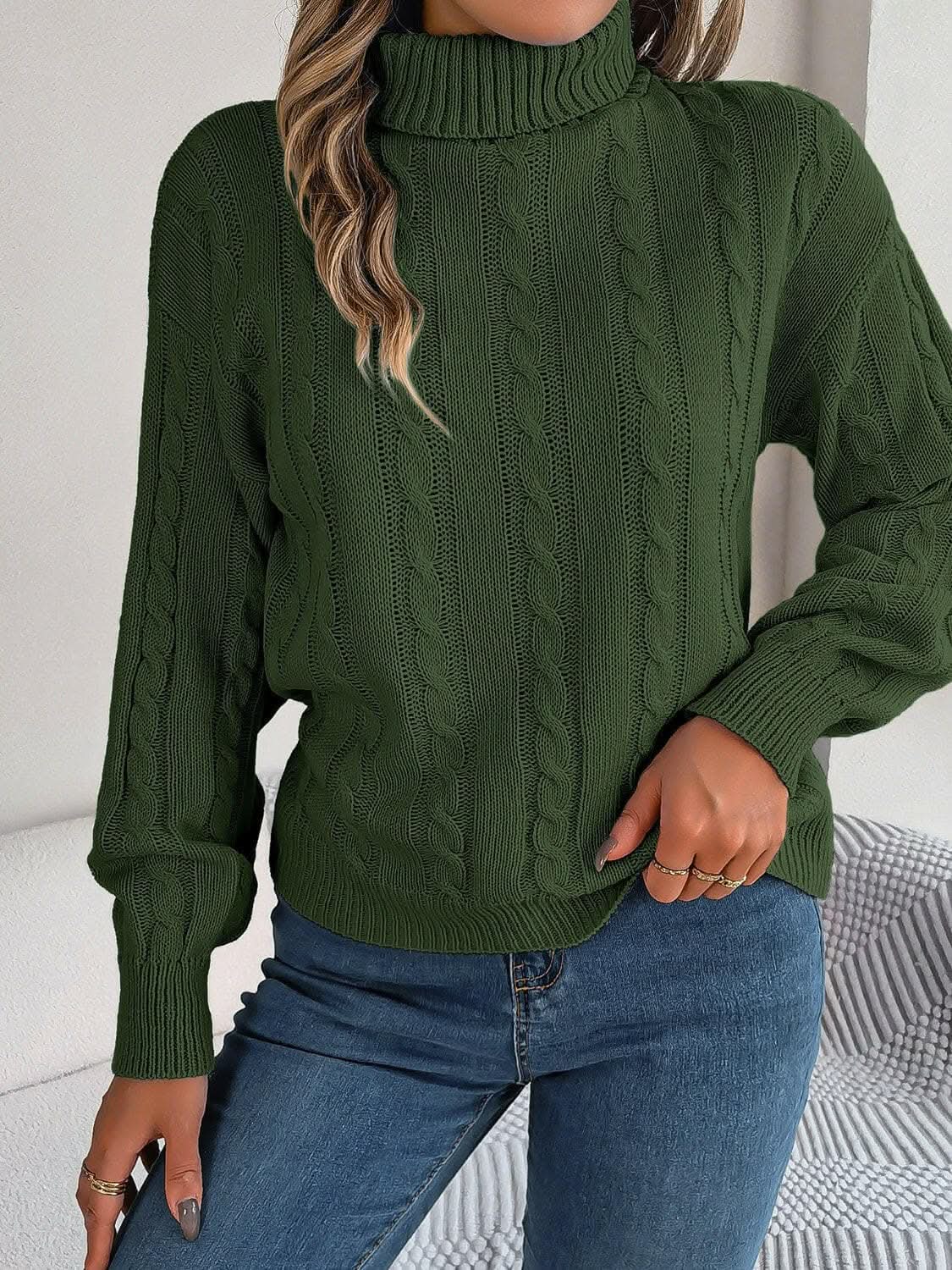 Cozy Cable-Knit Turtleneck Sweater - Love Salve